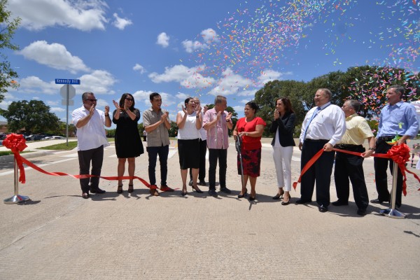 At a ceremony featuring District 3 Councilwoman Rebecca Viagran officials renamed the former Dave Erwin Drive to Kennedy Hill Road to honor the legacy of President John F. Kennedy, who dedicated several buildings at the former School of Aerospace Medicine at Brooks in his last official act as president in 1963.